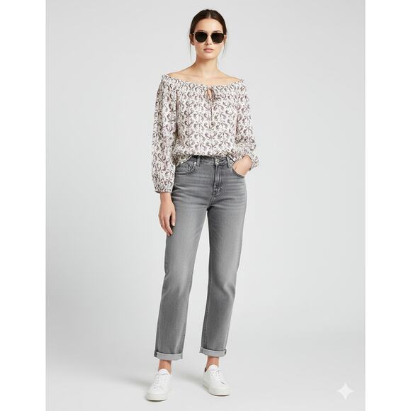 Tory Burch Sophie Coquette Off-the-Shoulder Peasant Blouse Silk boho top Sz-0 - Picture 1 of 10